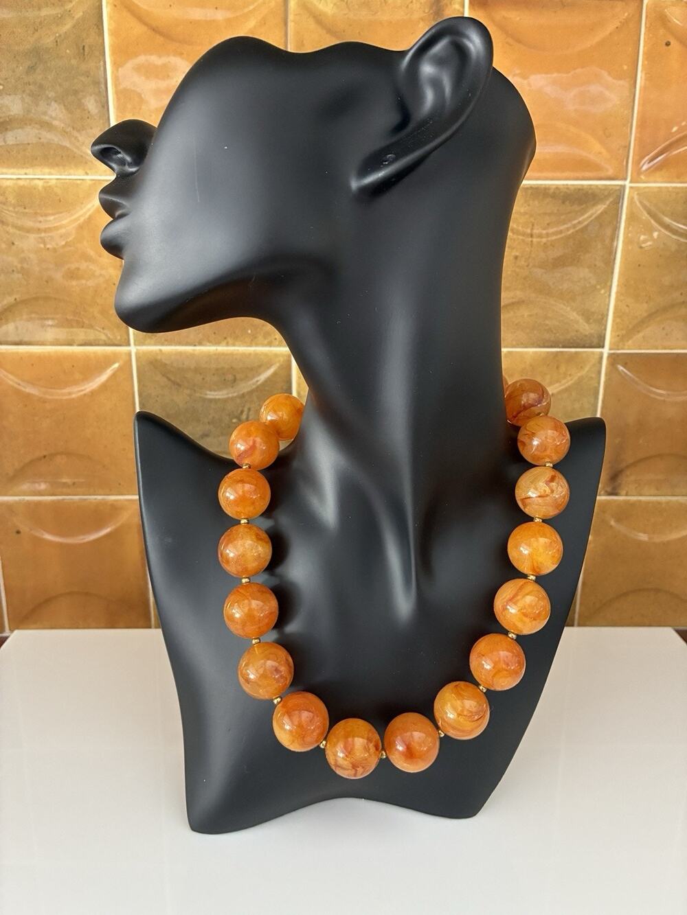 Vintage Chunky Butterscotch Honey Amber Beaded Necklace
